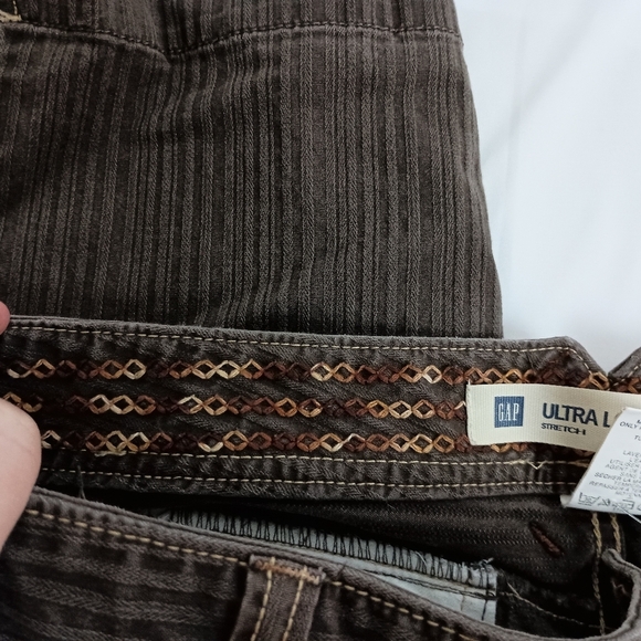 GAP Designer Low Rise Cropped Pinstripes Women's Vintage Brown Jeans (#217) - Picture 3 of 9